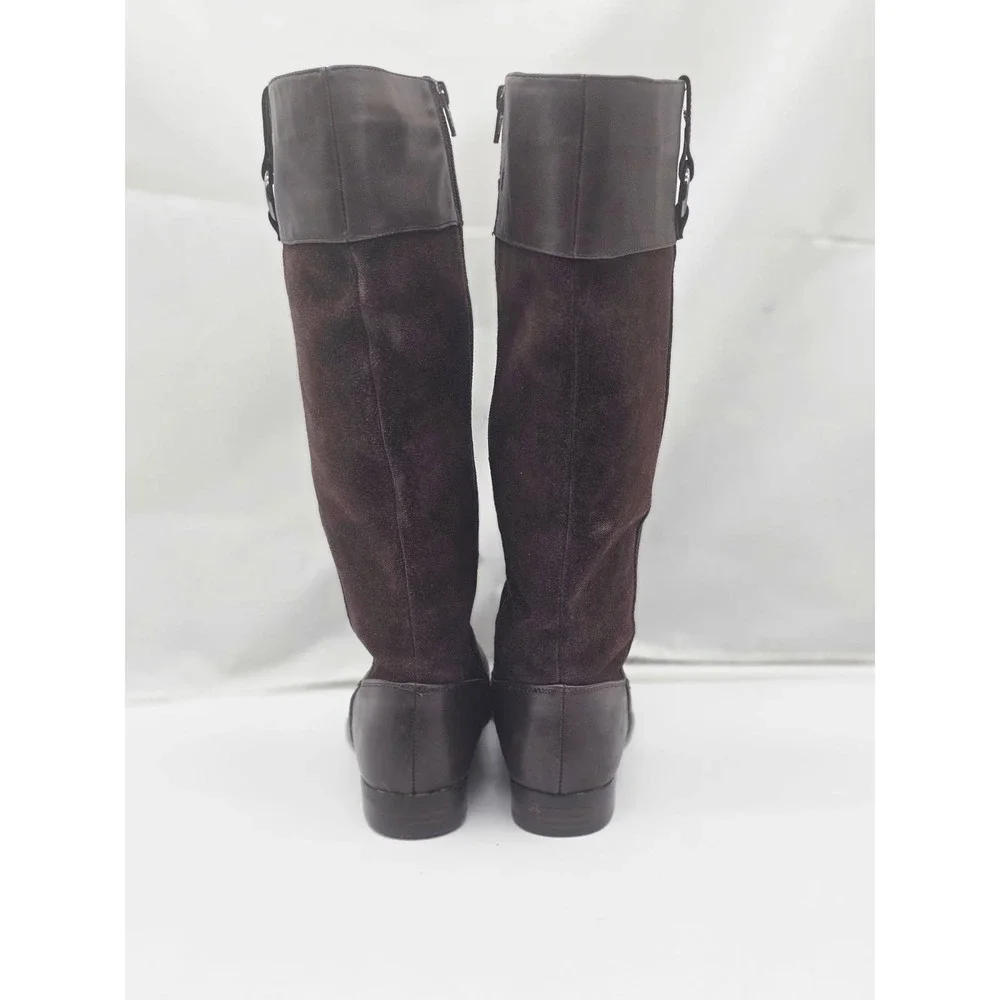 Bass Megan Knee High Boots Women 5M Brown Excellent Leather Suede Mixed Media